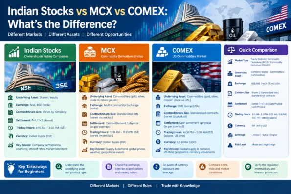 Indian Stocks vs MCX vs COMEX