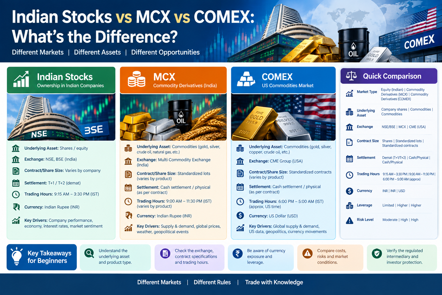 Indian Stocks vs MCX vs COMEX